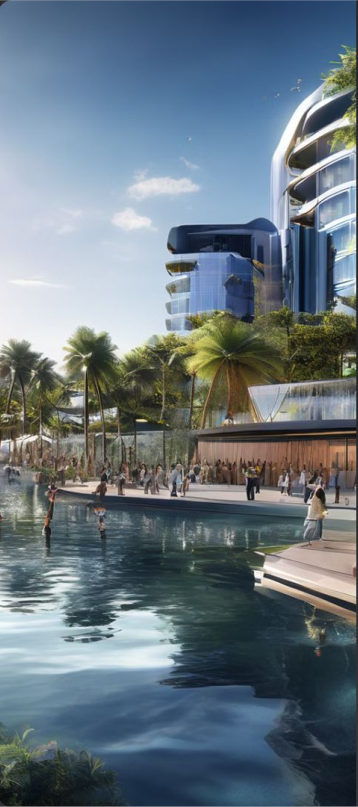 Artificial lagoon integrated into a master-planned waterfront development